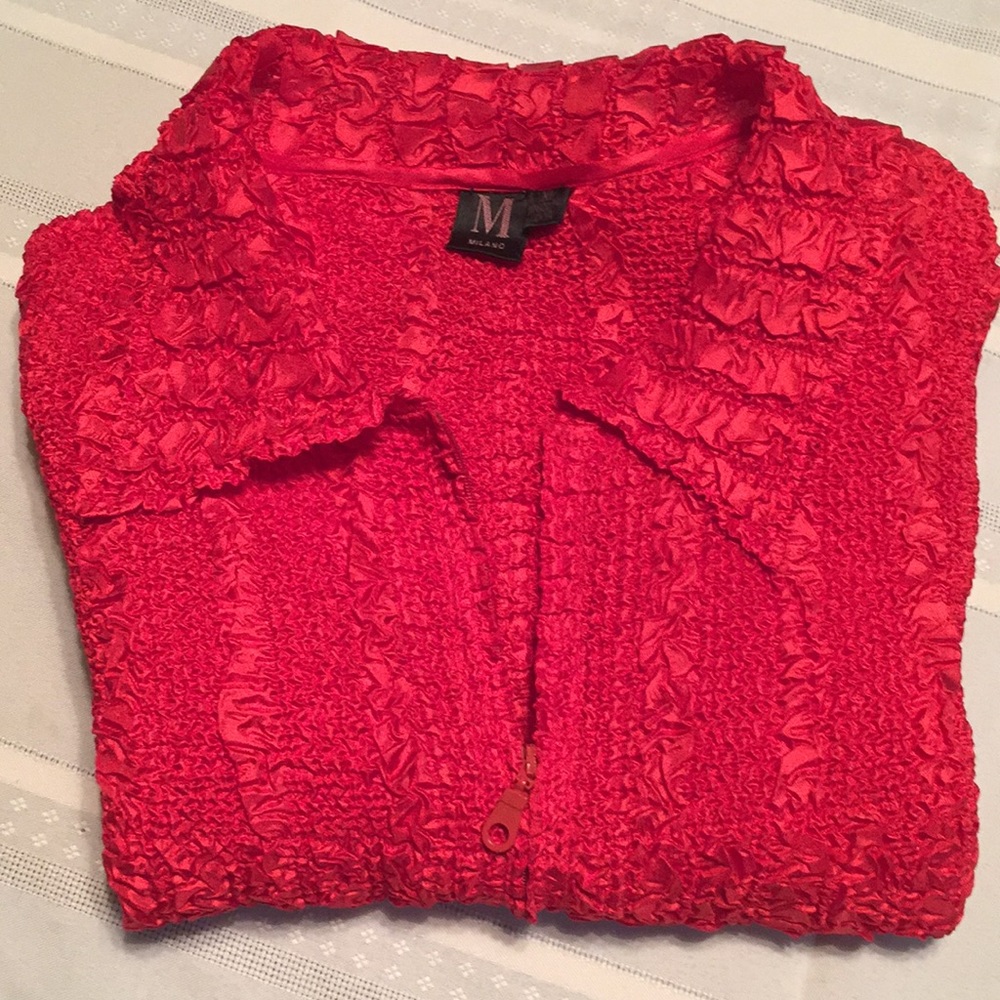 Milano Red Jacket Zip Front Bubble Texture Xl - image 6